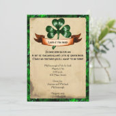 Green Clover Parchment St. Partics Day Invitation Kaart (Staand voorkant)