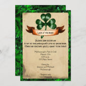 Green Clover Parchment St. Partics Day Invitation Kaart (Voorkant / Achterkant)