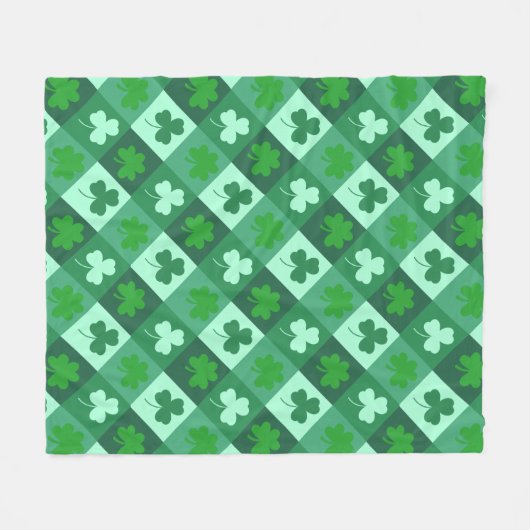Green clover pattern for St Patricks day Fleece Deken (Voorkant (Horizontaal))