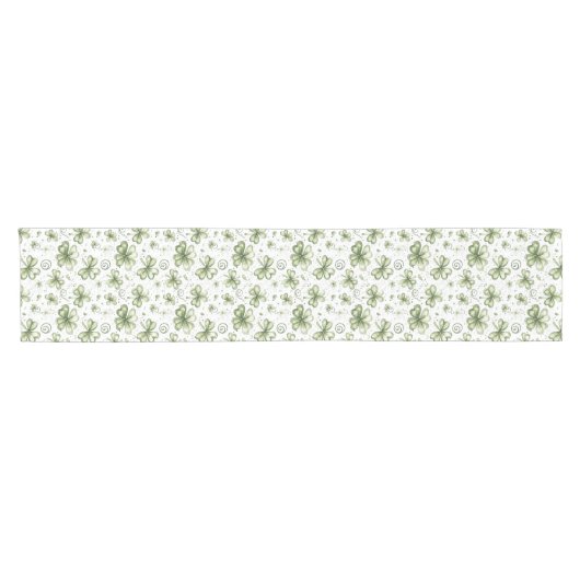 Green Clover Pattern • St. Patrick’s Day Korte Tafelloper (Horizontaal)