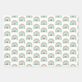 Green Clover & Rainbow Lucky One First Birthday Inpakpapier Vel (Voorkant)