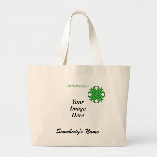 Green Clover Ribbon Sjabloon door Kenneth Yoncich Grote Tote Bag (Voorkant)