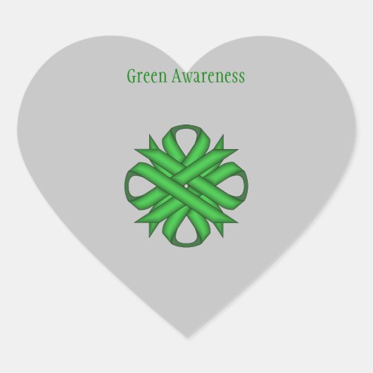 Green Clover Ribbon van Kenneth Yoncich Hart Sticker (Voorkant)
