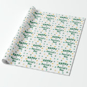 Green Clover Shamrock Happy Patrick's Day Cadeaupapier (Uitgerold)