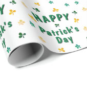 Green Clover Shamrock Happy Patrick's Day Cadeaupapier (Rol Hoek)