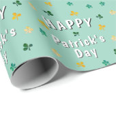 Green Clover Shamrock Happy Patrick's Day Cadeaupapier (Rol Hoek)