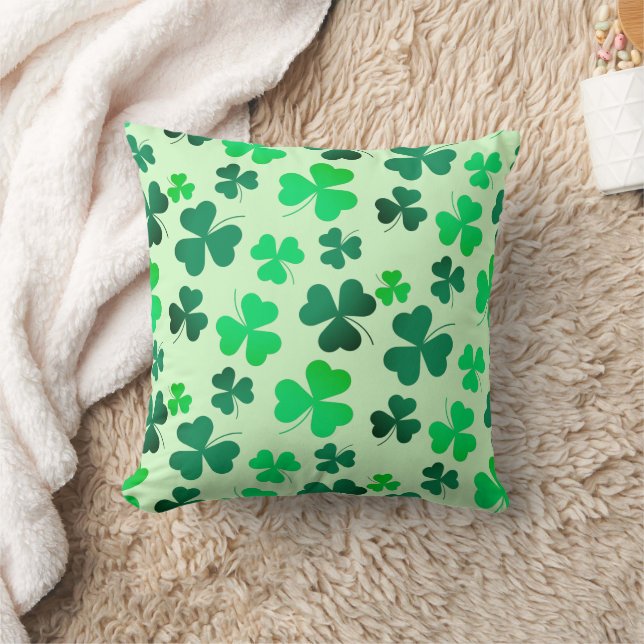 Green Clover Shamrock Leaf Floral Retro Elegant Kussen (Deken)