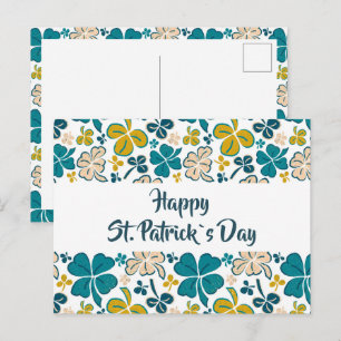 Green Clover Shamrock Pattern St. Patrick's Day Briefkaart