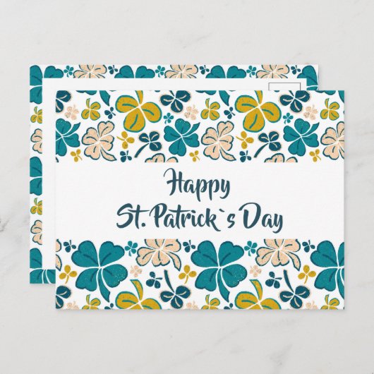 Green Clover Shamrock Pattern St. Patrick's Day Briefkaart (Voorkant / Achterkant)
