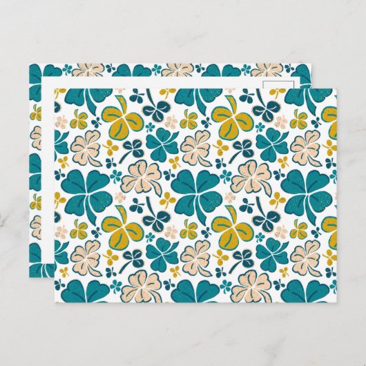 Green Clover Shamrock Pattern St. Patrick's Day Briefkaart (Voorkant / Achterkant)
