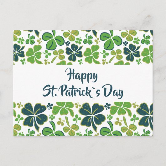 Green Clover Shamrock Pattern St. Patrick's Day Briefkaart (Voorkant)