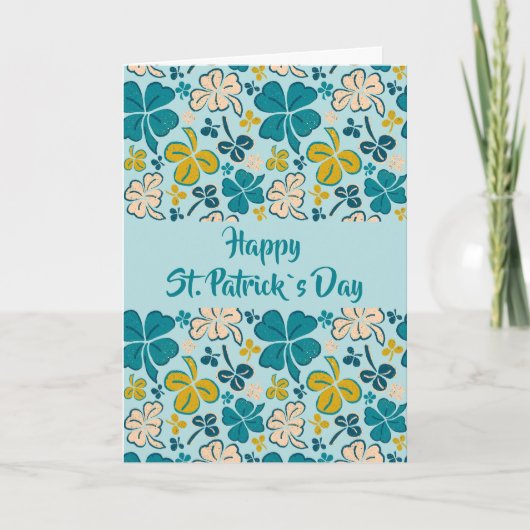 Green Clover Shamrock Pattern St. Patrick's Day Ca Kaart (Voorkant)