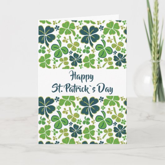 Green Clover Shamrock Pattern St. Patrick's Day Kaart (Voorkant)