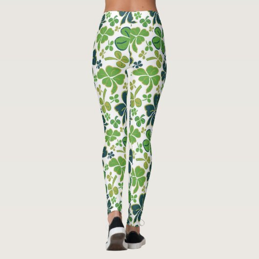 Green Clover Shamrock Pattern St. Patrick's Day  Leggings (Achterkant)