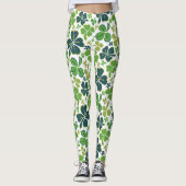 Green Clover Shamrock Pattern St. Patrick's Day Leggings (Voorkant)