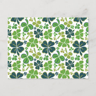 Green Clover Shamrock Pattern St. Patrick's Day Po Briefkaart