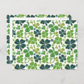 Green Clover Shamrock Pattern St. Patrick's Day Po Briefkaart (Voorkant / Achterkant)