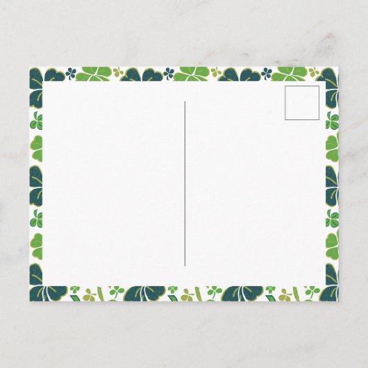 Green Clover Shamrock Pattern St. Patrick's Day Po Briefkaart (Achterkant)