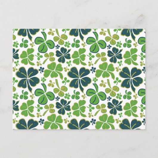 Green Clover Shamrock Pattern St. Patrick's Day Po Briefkaart (Voorkant)