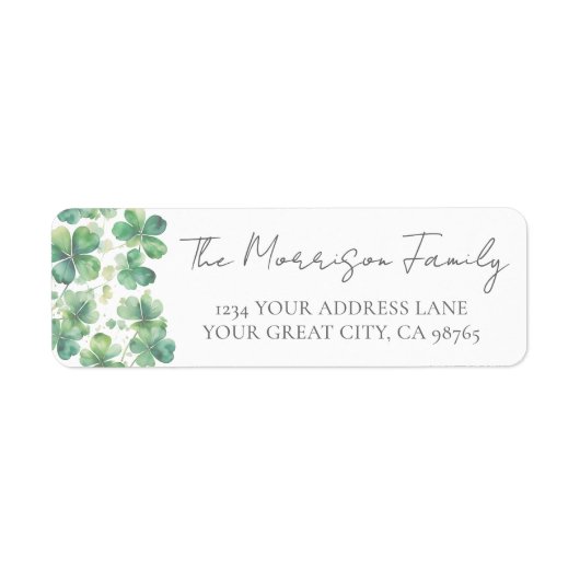 Green Clover Shamrock Return Address Etiket (Voorkant)