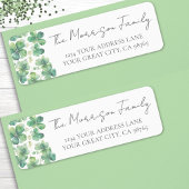 Green Clover Shamrock Return Address Etiket