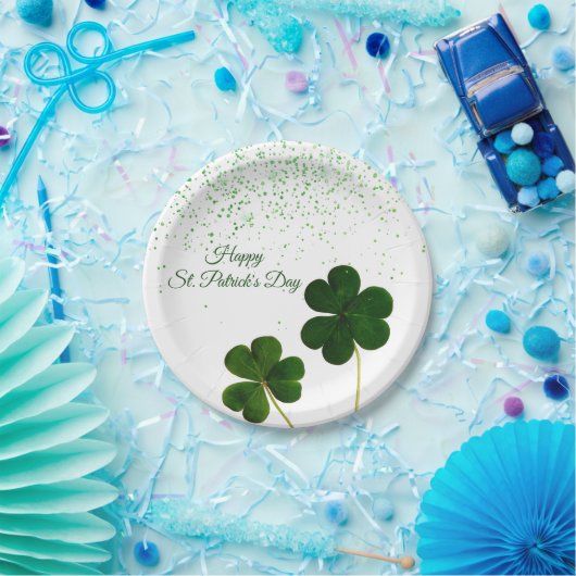 Green Clover Shamrock St. Patricks Day Papieren Bordje (Feest)