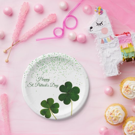 Green Clover Shamrock St. Patricks Day Papieren Bordje (Feest)