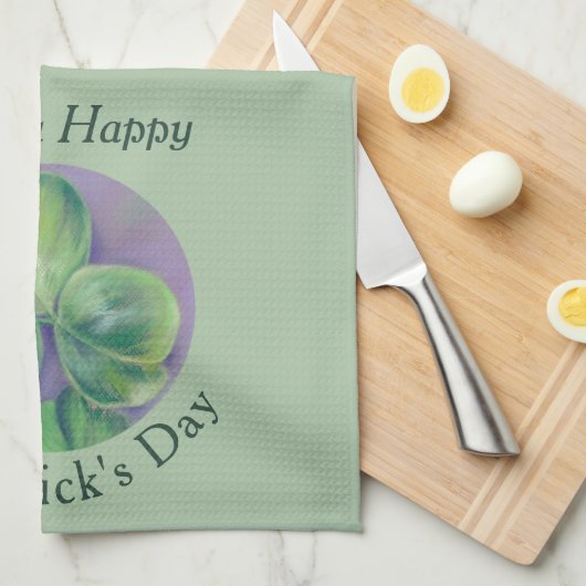 Green Clover Shamrocks op Paarse St. Patrick's Day Theedoek (Quarter Fold)