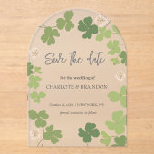 Green Clover Spring Wildflowers Wedding Acryl Uitnodigingen (Voorkant)