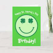 Green Clover St.Patrick's Day Birthday Kaart (Voorkant)
