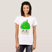 Green Clover St Patricks Day Cute Cupcake T-shirt (Voorkant volledig)