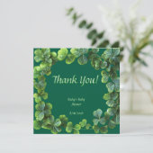 Green Clovers Baby shower Bedankkaart (Staand voorkant)