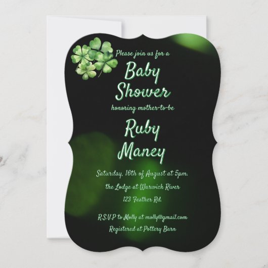 Green Clovers Baby shower Kaart (Voorkant)