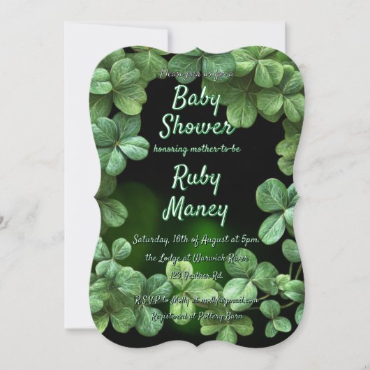 Green Clovers Baby shower Kaart (Voorkant)