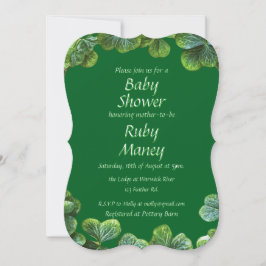 Green Clovers Baby shower Kaart