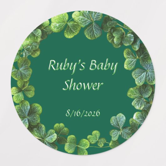 Green Clovers Baby shower Labels (Design 1)