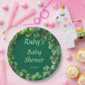 Green Clovers Baby shower Papieren Bordje (Feest)