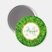 Green Clovers en Faux Gold Foil & Monogram Magneet (Voorkant / Achterkant)