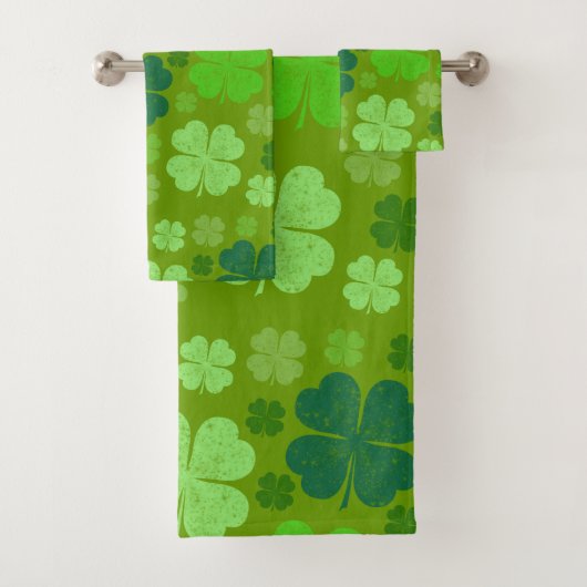 Green Clovers, Lucky Clovers, Saint Patrick's Day Bad Handdoek (Insitu)