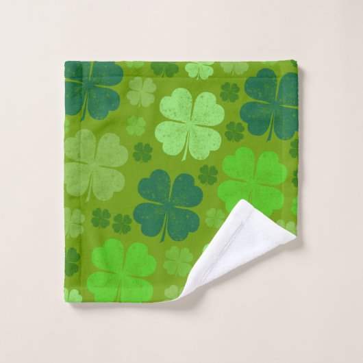 Green Clovers, Lucky Clovers, Saint Patrick's Day Bad Handdoek (Wasdoekje)