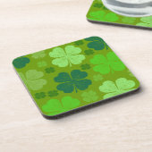 Green Clovers, Lucky Clovers, Saint Patrick's Day Bier Onderzetter (Linkerzijde)