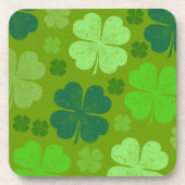 Green Clovers, Lucky Clovers, Saint Patrick's Day Bier Onderzetter (Voorkant)