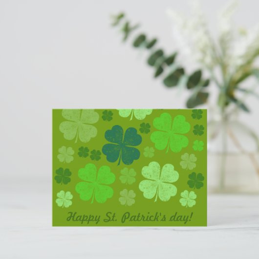 Green Clovers, Lucky Clovers, Saint Patrick's Day Briefkaart (Staand voorkant)