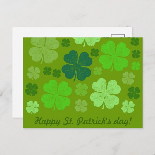 Green Clovers, Lucky Clovers, Saint Patrick's Day Briefkaart (Voorkant / Achterkant)