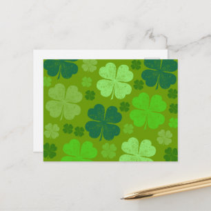 Green Clovers, Lucky Clovers, Saint Patrick's Day Briefkaart