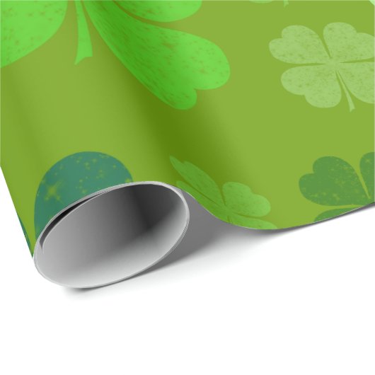 Green Clovers, Lucky Clovers, Saint Patrick's Day Cadeaupapier (Rol Hoek)