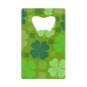 Green Clovers, Lucky Clovers, Saint Patrick's Day Creditkaart Flessenopener
