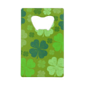 Green Clovers, Lucky Clovers, Saint Patrick's Day Creditkaart Flessenopener (Achterkant)