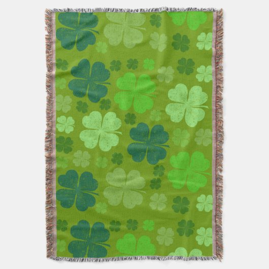 Green Clovers, Lucky Clovers, Saint Patrick's Day Deken (Voorkant Verticaal)