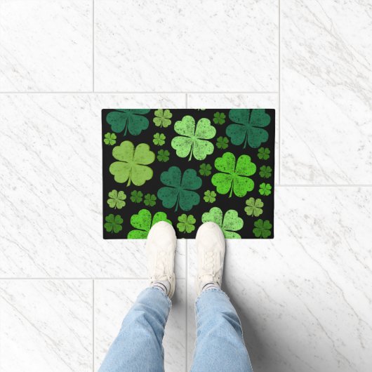 Green Clovers, Lucky Clovers, Saint Patrick's Day Deurmat (Binnen)